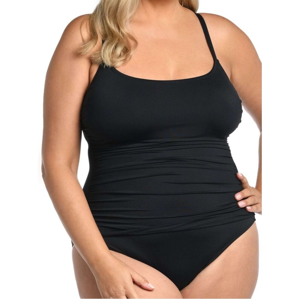 LA BLANCA Island Goddess Lingerie One Piece - Black, Plus size 22W,NWT